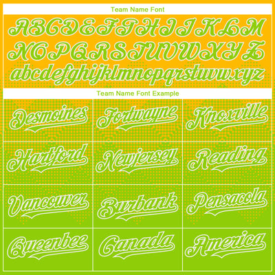 Custom Gold Neon Green-White Gradient Square Shape 3D Pattern Design Bomber Full-Snap Varsity Letterman Hoodie Jacket