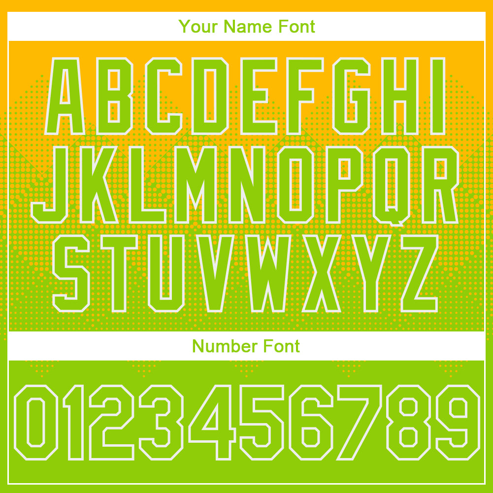 Custom Gold Neon Green-White Gradient Square Shape 3D Pattern Design Bomber Full-Snap Varsity Letterman Hoodie Jacket