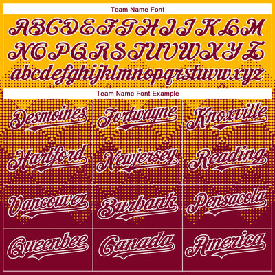 Custom Gold Maroon-White Gradient Square Shape 3D Pattern Design Bomber Full-Snap Varsity Letterman Hoodie Jacket