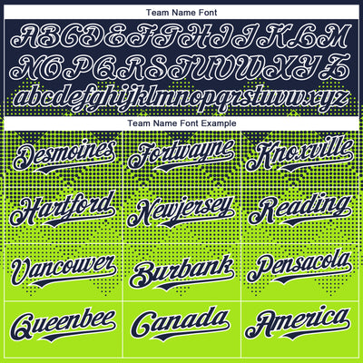 Custom Navy Neon Green-White Gradient Square Shape 3D Pattern Design Bomber Full-Snap Varsity Letterman Hoodie Jacket