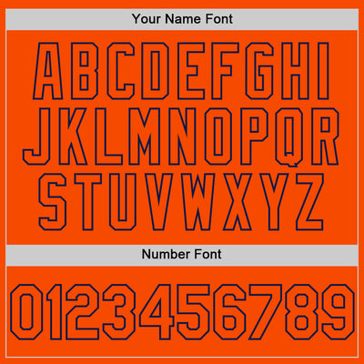 Custom Orange Navy Bomber Full-Snap Varsity Letterman Hoodie Jacket