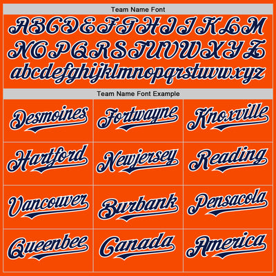 Custom Orange Navy-White Bomber Full-Snap Varsity Letterman Two Tone Hoodie Jacket