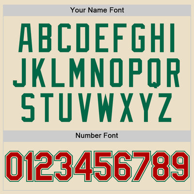 Custom Cream Red Kelly Green-White Bomber Full-Snap Varsity Letterman Two Tone Hoodie Jacket