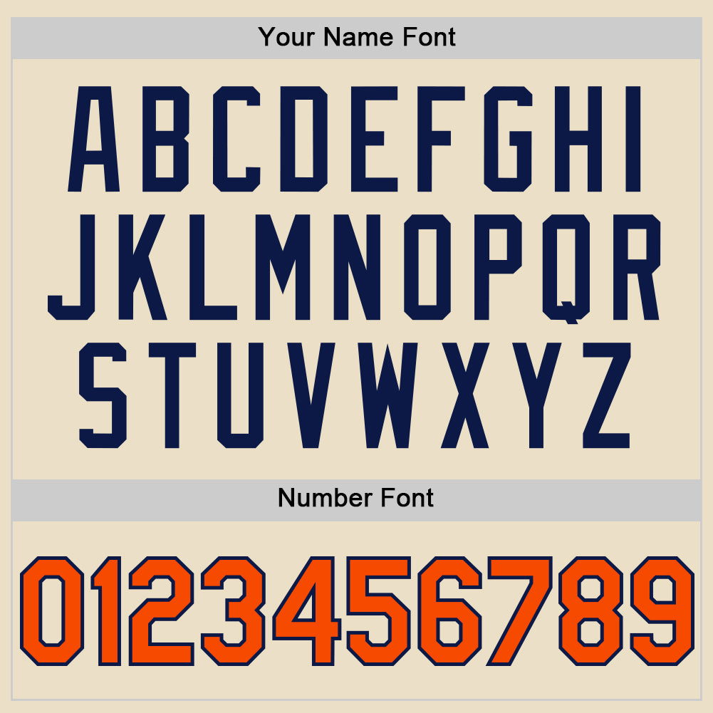 Custom Cream Orange-Navy Bomber Full-Snap Varsity Letterman Two Tone Hoodie Jacket