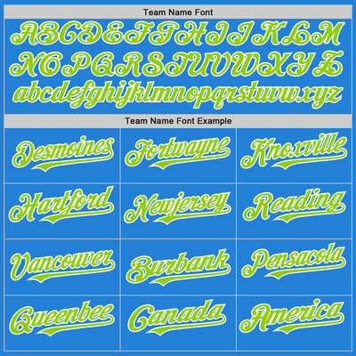 Custom Powder Blue Neon Green-White Bomber Full-Snap Varsity Letterman Hoodie Jacket