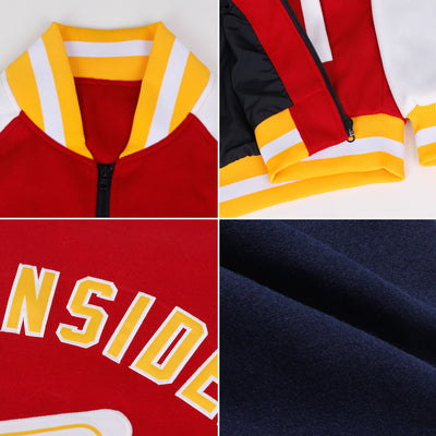 Custom Navy Neon Green-Cream Bomber Varsity Letterman Two Tone Zipper Jacket