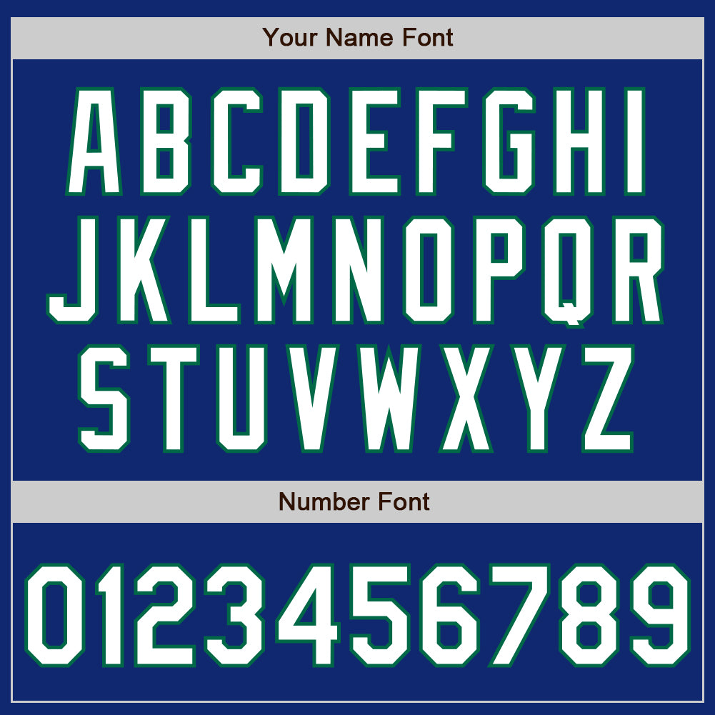 Custom Royal White-Kelly Green Bomber Varsity Letterman Zipper Jacket