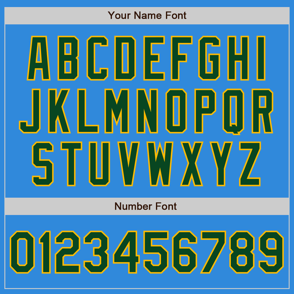 Custom Powder Blue Green-Gold Bomber Varsity Letterman Zipper Jacket