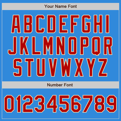 Custom Powder Blue Red-Cream Bomber Varsity Letterman Zipper Jacket