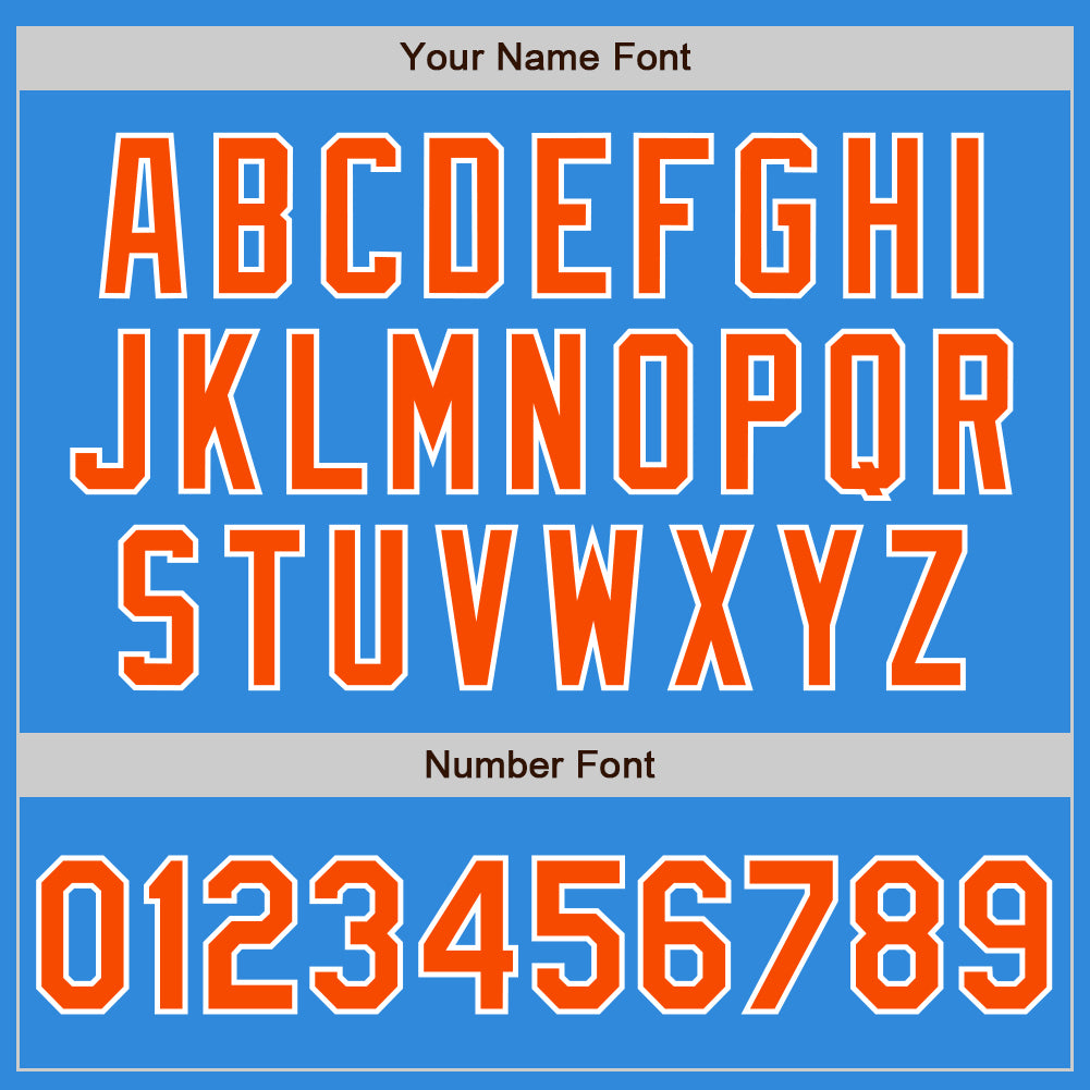 Custom Powder Blue Orange-White Bomber Varsity Letterman Zipper Jacket