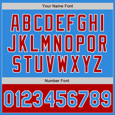 Custom Powder Blue White-Red Bomber Varsity Letterman Two Tone Zipper Jacket