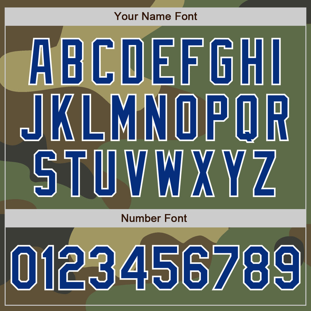 Custom Camo Royal-White Bomber Varsity Letterman Salute To Service Zipper Jacket