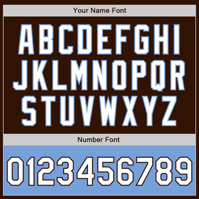 Custom Brown White-Light Blue Bomber Varsity Letterman Two Tone Zipper Jacket