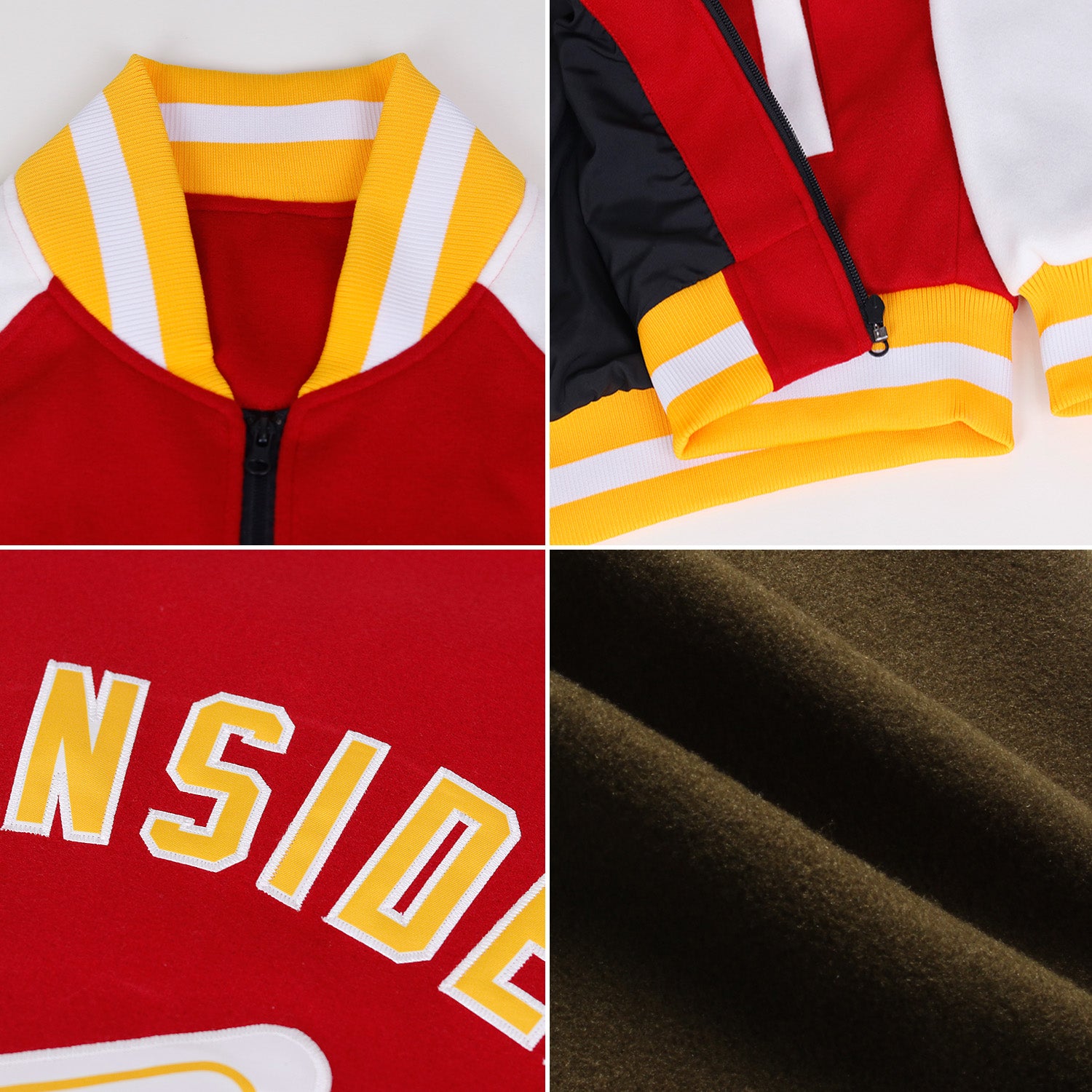 Custom Olive Black-Orange Bomber Varsity Letterman Salute To Service Zipper Jacket