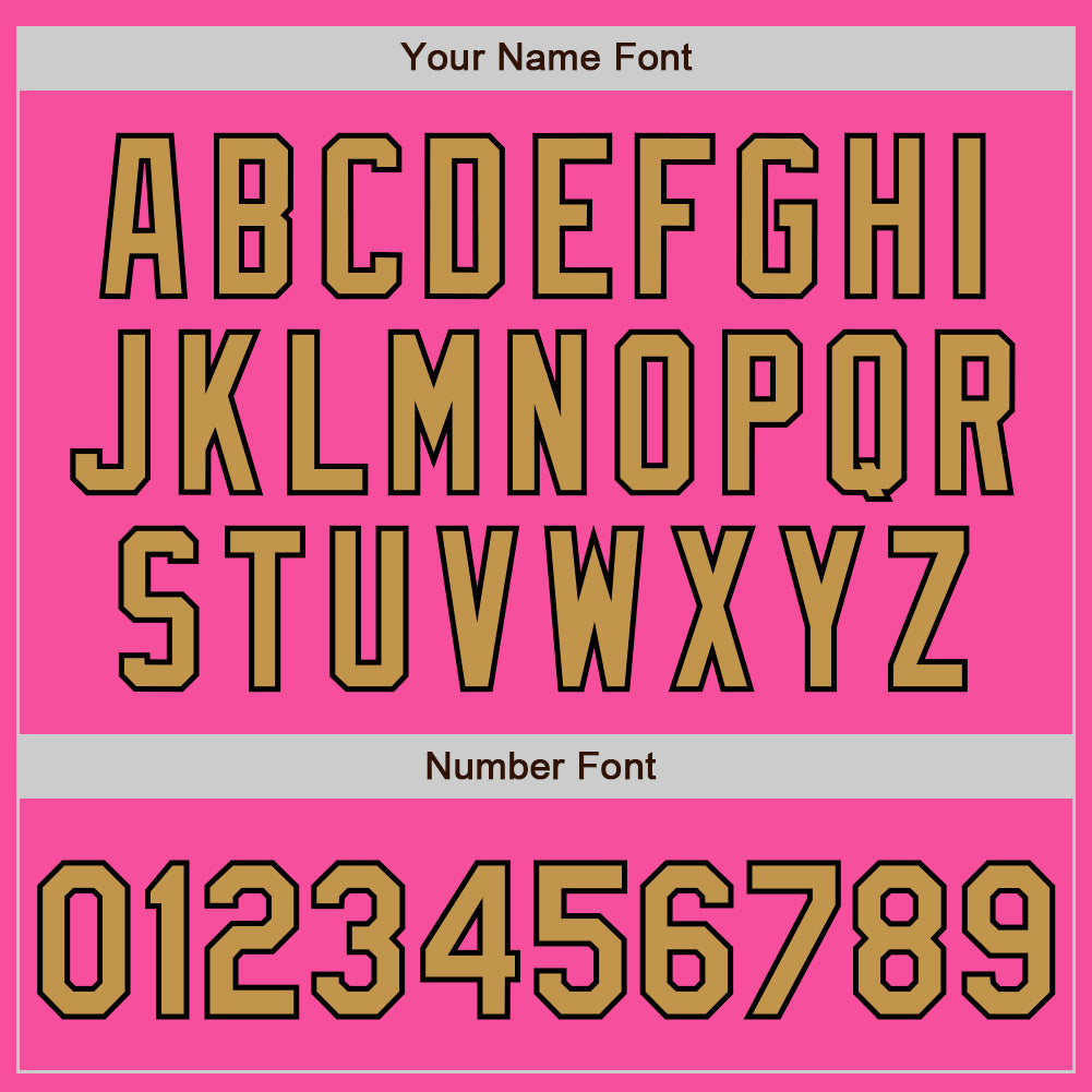 Custom Pink Old Gold-Black Bomber Varsity Letterman Zipper Jacket