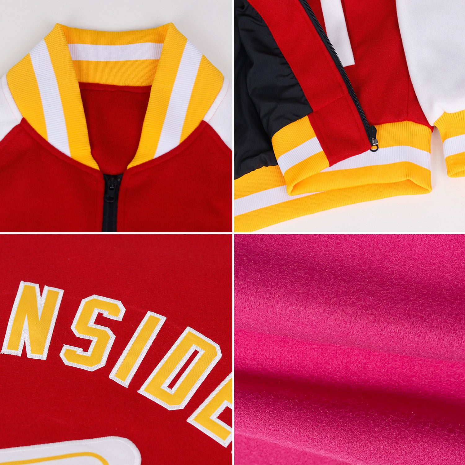 Custom Pink Sky Blue-Black Bomber Varsity Letterman Two Tone Zipper Jacket