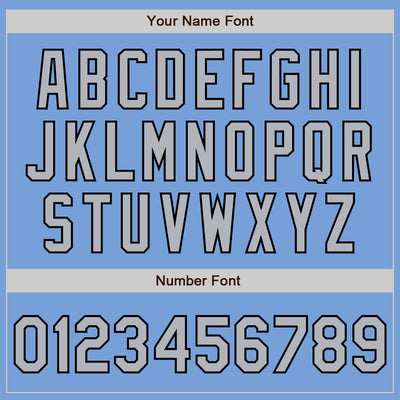 Custom Light Blue Gray-Black Bomber Varsity Letterman Zipper Jacket