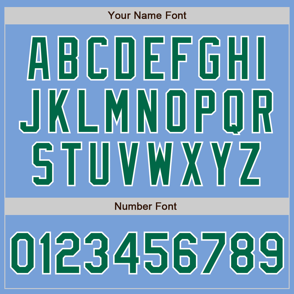 Custom Light Blue Kelly Green-White Bomber Varsity Letterman Zipper Jacket