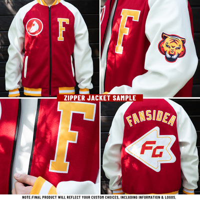 Custom Light Blue White-Kelly Green Bomber Varsity Letterman Two Tone Zipper Jacket