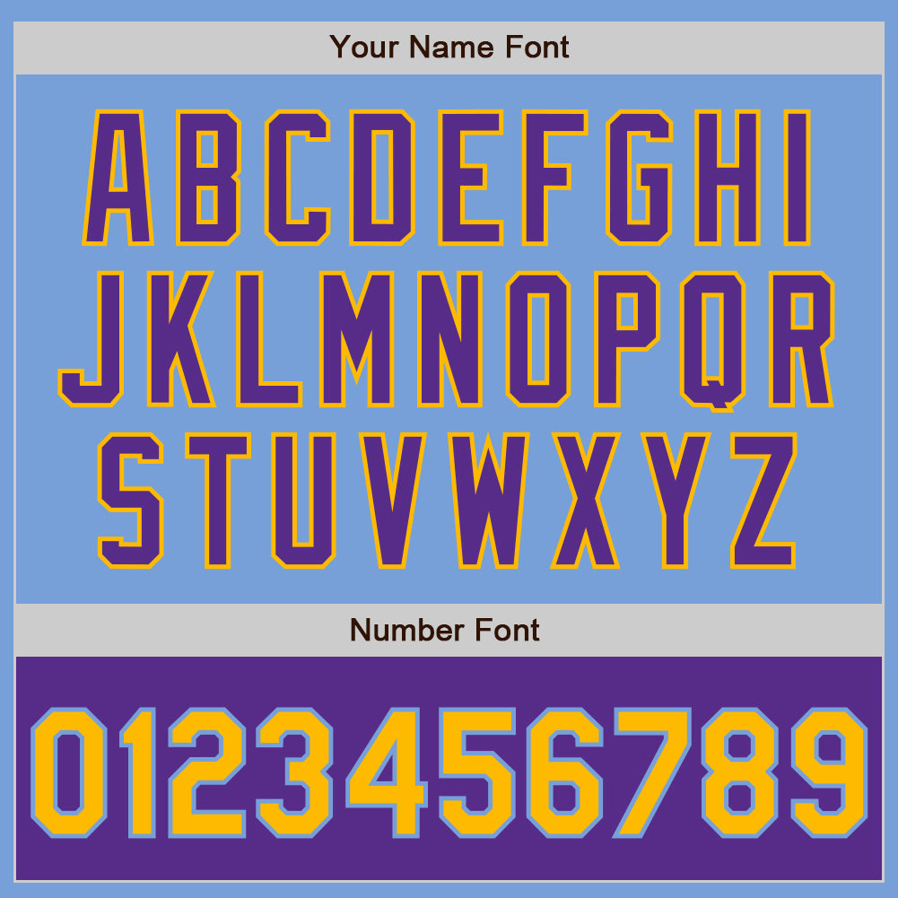 Custom Light Blue Gold-Purple Bomber Varsity Letterman Two Tone Zipper Jacket