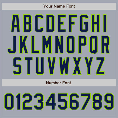 Custom Gray Navy-Neon Green Bomber Varsity Letterman Zipper Jacket