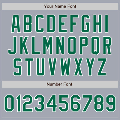 Custom Gray Kelly Green-White Bomber Varsity Letterman Zipper Jacket