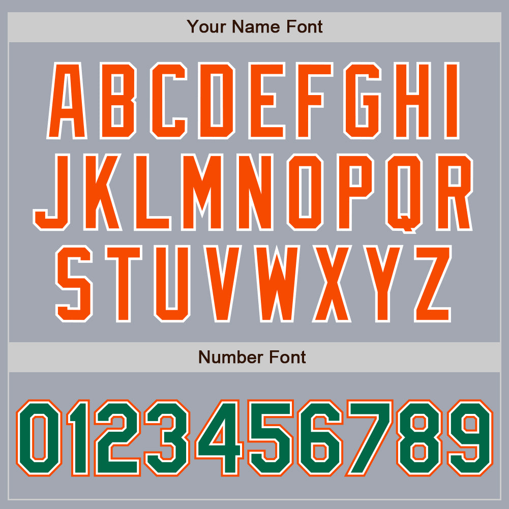 Custom Gray Kelly Green-Orange Bomber Varsity Letterman Zipper Jacket