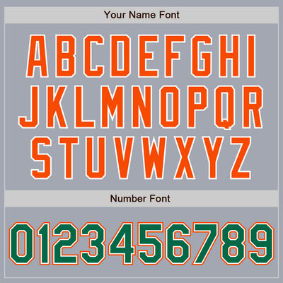 Custom Gray Kelly Green-Orange Bomber Varsity Letterman Zipper Jacket