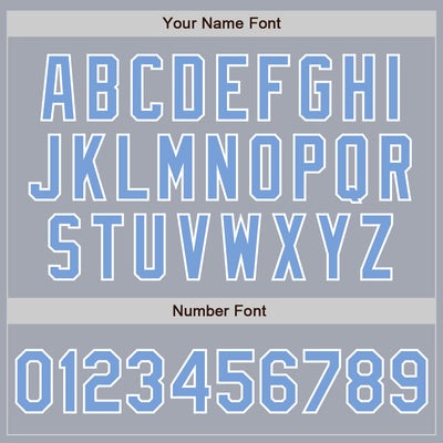 Custom Gray Light Blue-White Bomber Varsity Letterman Zipper Jacket