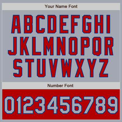 Custom Gray Royal-Red Bomber Varsity Letterman Two Tone Zipper Jacket