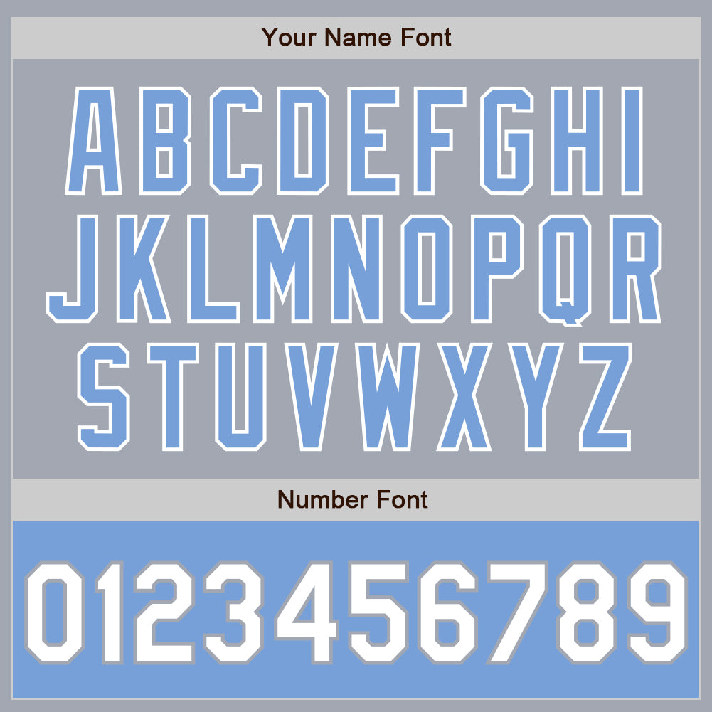 Custom Gray White-Light Blue Bomber Varsity Letterman Two Tone Zipper Jacket