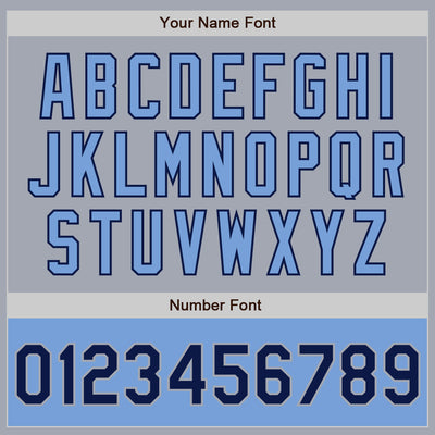 Custom Gray Navy-Light Blue Bomber Varsity Letterman Two Tone Zipper Jacket