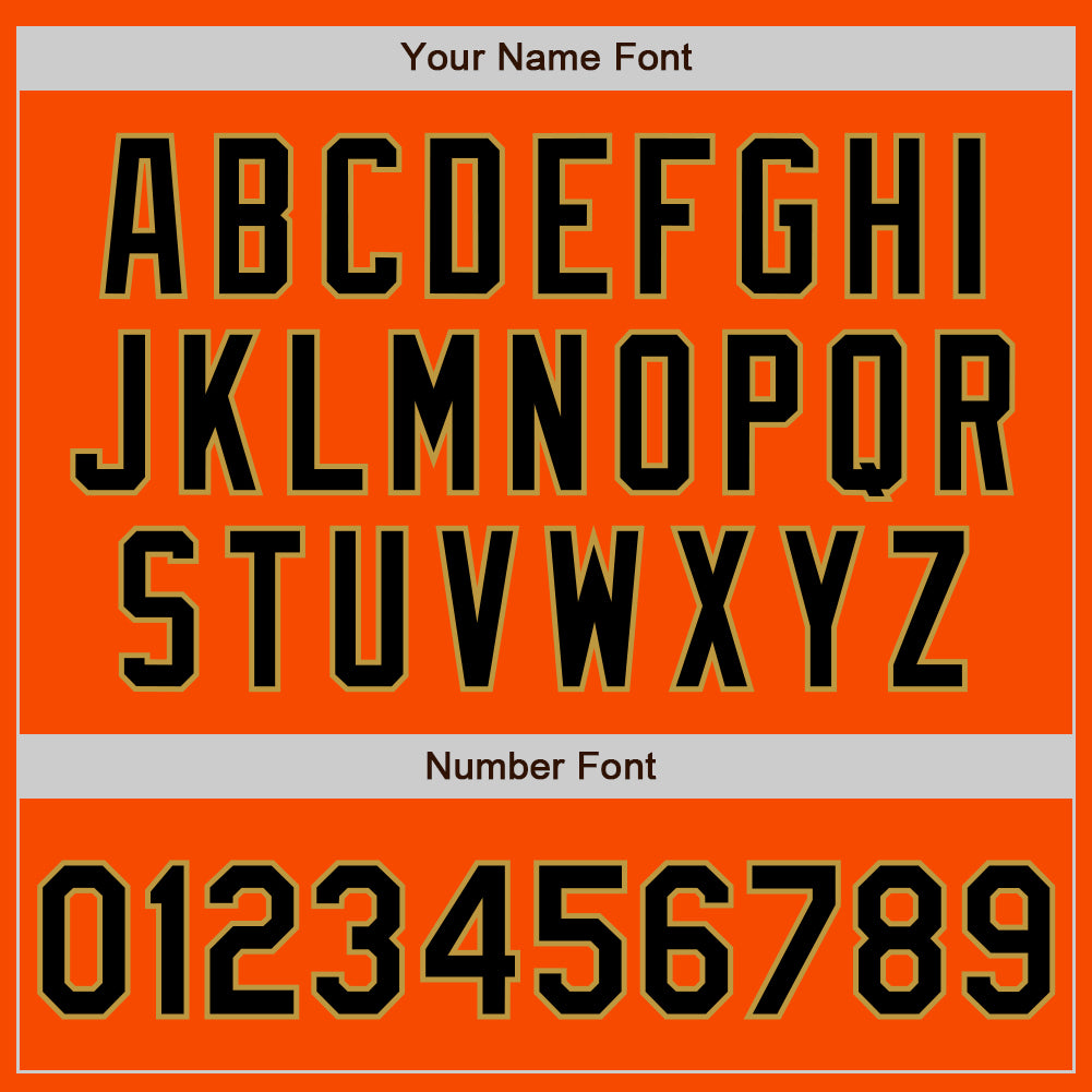 Custom Orange Black-Old Gold Bomber Varsity Letterman Zipper Jacket