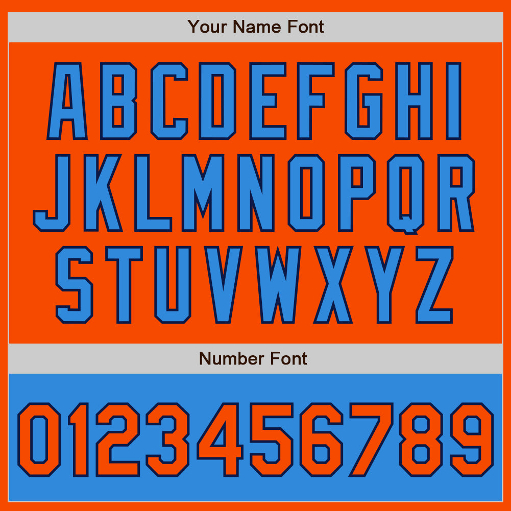 Custom Orange Navy-Powder Blue Bomber Varsity Letterman Two Tone Zipper Jacket