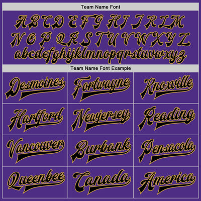 Custom Purple Black-Old Gold Bomber Full-Snap Varsity Letterman Two Tone Jacket