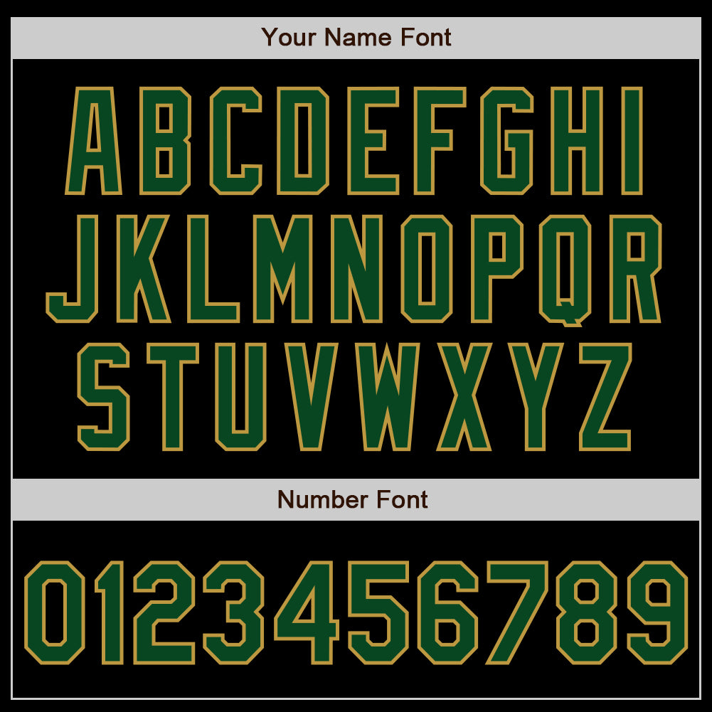 Custom Black Green-Old Gold Bomber Full-Snap Varsity Letterman Jacket