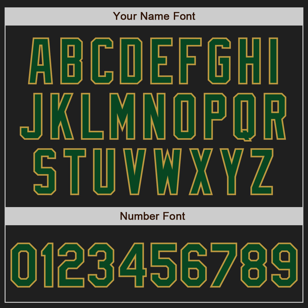 Custom Black Green-Old Gold Bomber Varsity Letterman Zipper Jacket