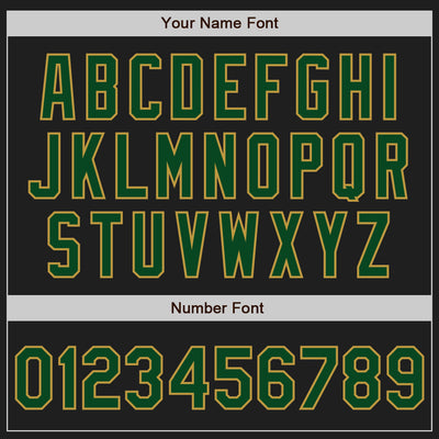 Custom Black Green-Old Gold Bomber Varsity Letterman Zipper Jacket