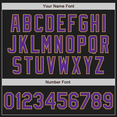 Custom Black Purple-Old Gold Bomber Full-Snap Varsity Letterman Hoodie Jacket