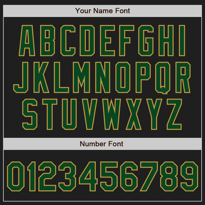 Custom Black Green-Old Gold Bomber Full-Snap Varsity Letterman Hoodie Jacket