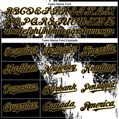Custom Black White-Old Gold Abstract Brush Stroke 3D Pattern Design Bomber Full-Snap Varsity Letterman Hoodie Jacket