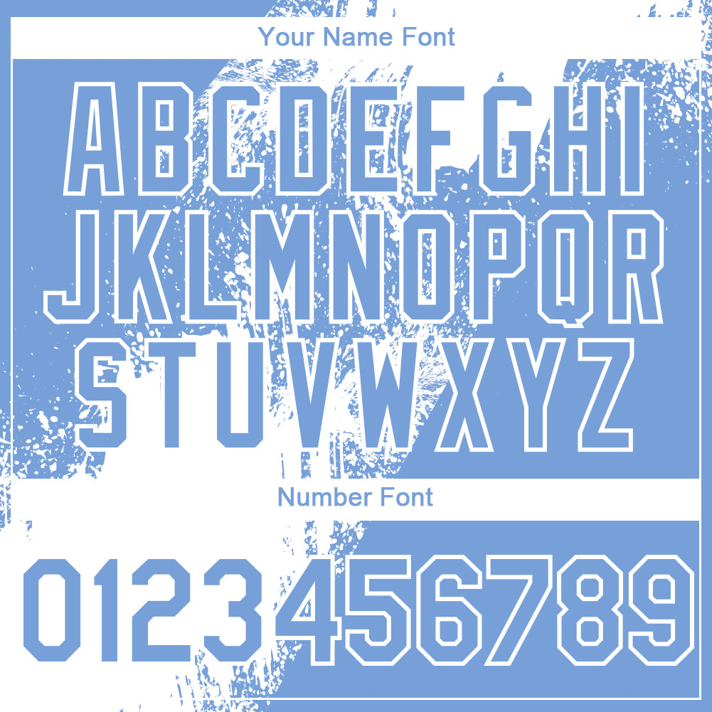 Custom Light Blue White Abstract Brush Stroke 3D Pattern Design Bomber Full-Snap Varsity Letterman Hoodie Jacket