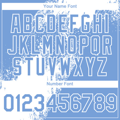 Custom Light Blue White Abstract Brush Stroke 3D Pattern Design Bomber Full-Snap Varsity Letterman Hoodie Jacket