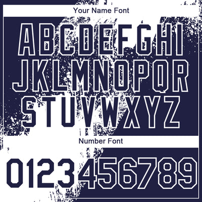 Custom Navy White Abstract Brush Stroke 3D Pattern Design Bomber Full-Snap Varsity Letterman Hoodie Jacket