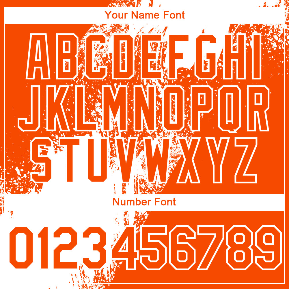 Custom Orange White Abstract Brush Stroke 3D Pattern Design Bomber Full-Snap Varsity Letterman Hoodie Jacket