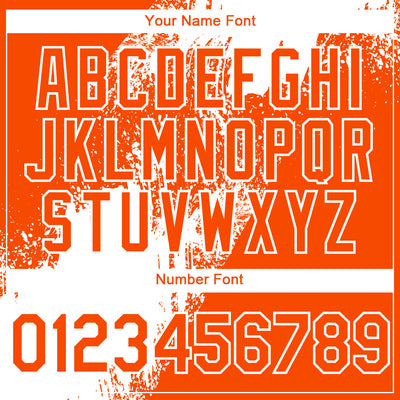 Custom Orange White Abstract Brush Stroke 3D Pattern Design Bomber Full-Snap Varsity Letterman Hoodie Jacket