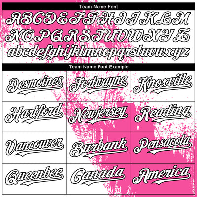 Custom White Pink-Black Abstract Brush Stroke 3D Pattern Design Bomber Full-Snap Varsity Letterman Hoodie Jacket