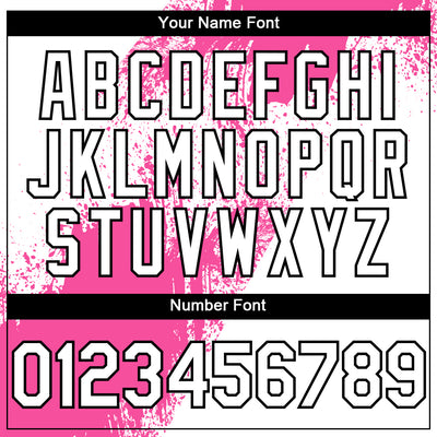 Custom White Pink-Black Abstract Brush Stroke 3D Pattern Design Bomber Full-Snap Varsity Letterman Hoodie Jacket