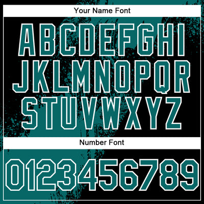 Custom Black Teal-White Abstract Brush Stroke 3D Pattern Design Bomber Full-Snap Varsity Letterman Hoodie Jacket