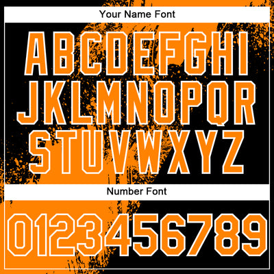 Custom Black Bay Orange-White Abstract Brush Stroke 3D Pattern Design Bomber Full-Snap Varsity Letterman Hoodie Jacket